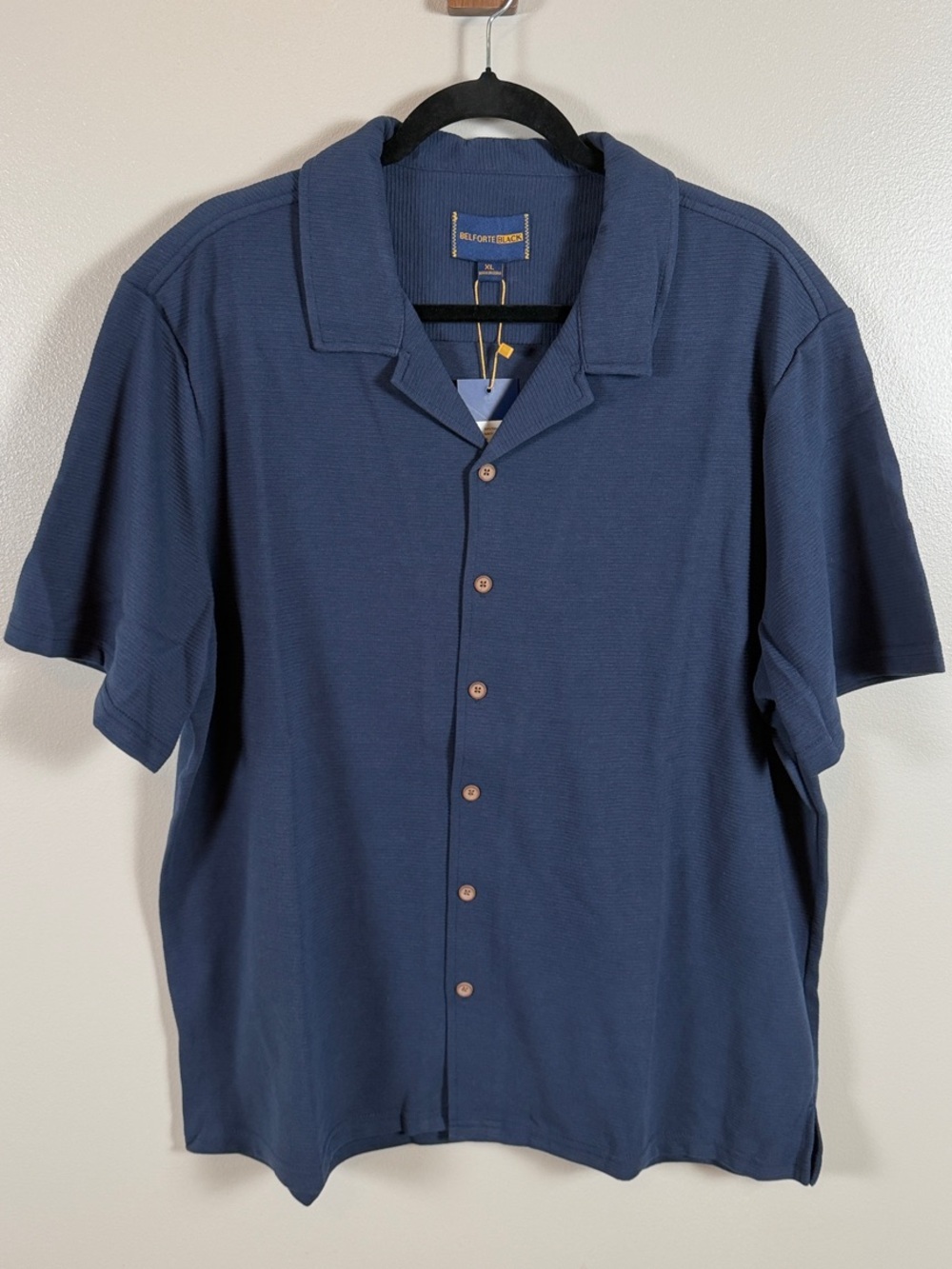 Relaxed Navy Short-Sleeve Camp Shirt